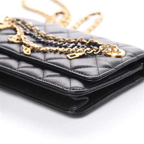 chanel lambskin quilted wallet on chain woc black|chanel wallet on chain classic.